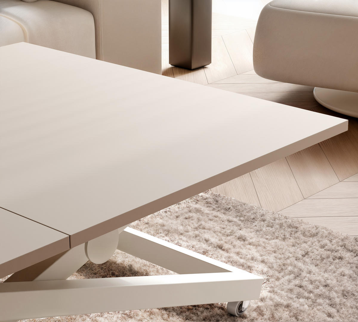 COUCHTISCH ARIA 120-160/80 cm, Höhenverstellbar, Kaschmir - Kaschmir, Holzwerkstoff/Metall (120/80/38cm) - Idohome