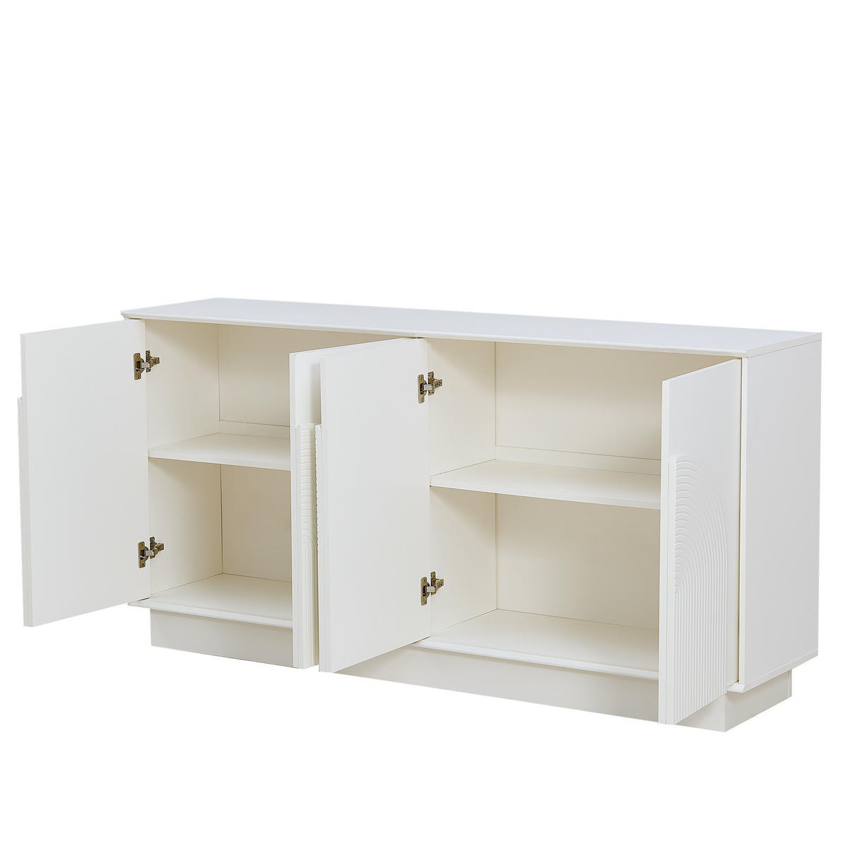 SIDEBOARD 160/38/80 cm Weiß aus MDF mit 4 Türen und Stauraum - Weiß, Holzwerkstoff (38/80/160cm) - OKWISH