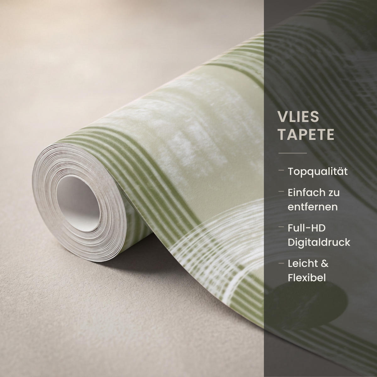 TAPETE - Künstlerisch - Modern - Grün - 400x220 cm - Olivgrün, Papier (400/220cm) - OnlyWow