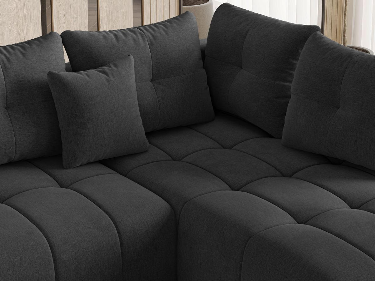 ECKSOFA Genoa Anthrazit - Anthrazit/Schwarz, Holz/Kunststoff (266/190cm) - Graingold