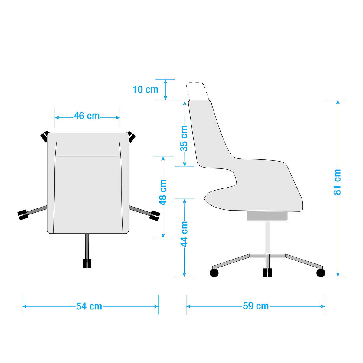 BÜROSTUHL - Kunstleder, Schwarz / Walnuss - Schwarz, Kunststoff (54/81/59cm) - home24