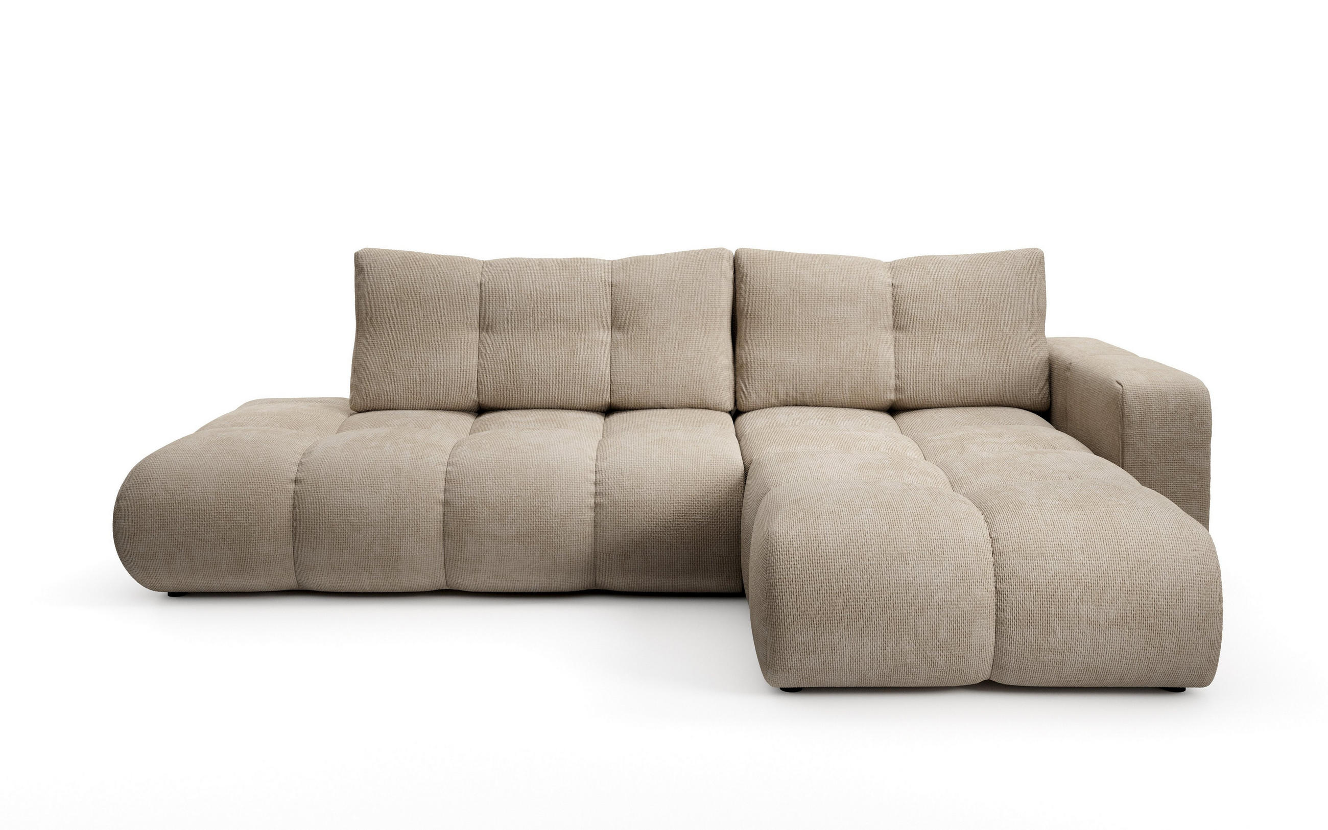 ECKSOFA DUCA R-S Beige Chenille mit Schlaffunktion - Beige, Holz (266.5/266.5cm) - MASSENO