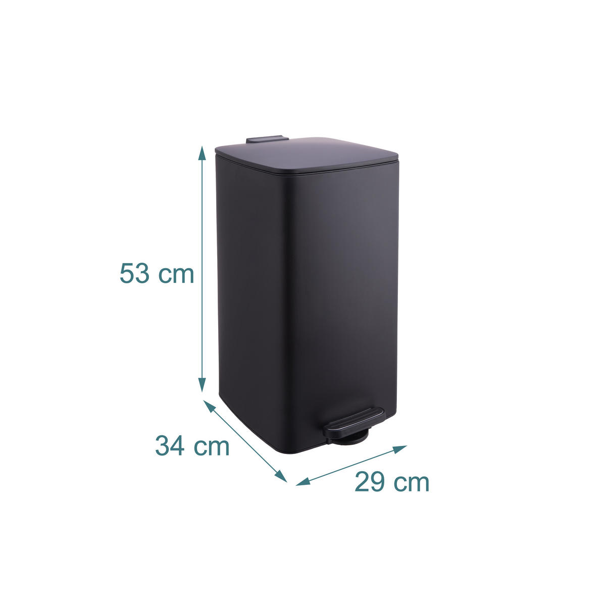 MÜLLEIMER - Schwarz, Kunststoff/Metall (29/53/34cm) - Relaxdays
