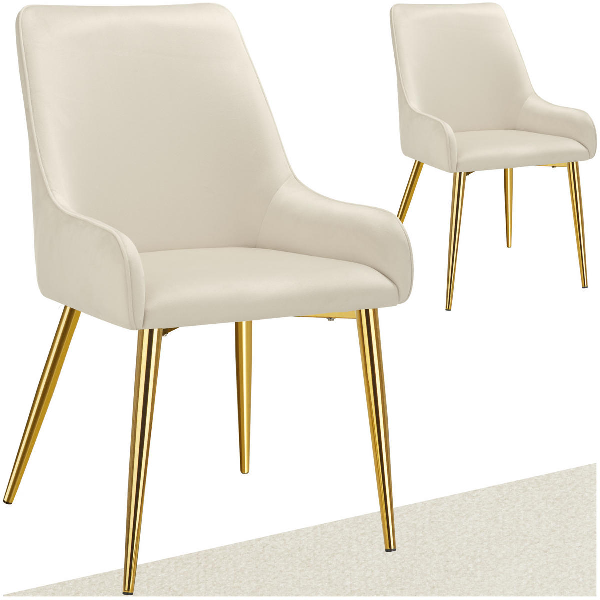 POLSTERSTUHL 2er Set Avane 52 x 61 x 89 cm beige - Beige, Textil (52/89/61cm) - tectake