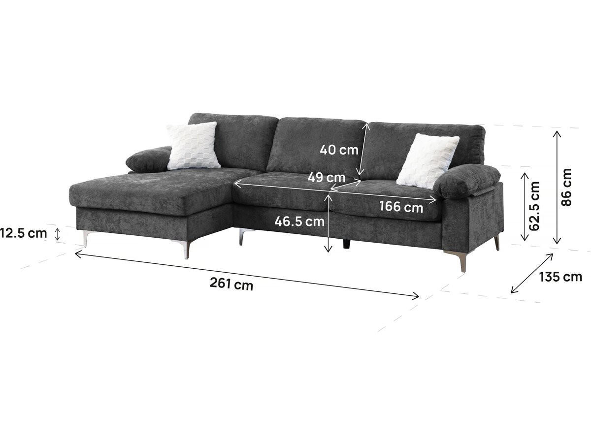 ECKSOFA jade Grau - Grau, Textil (135/261cm) - Habitat Garten