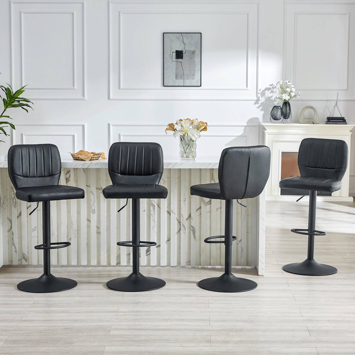 BARHOCKER höhenverstellbar 62-83 cm Schwarz - Schwarz, Metall (45/114/52cm) - Meubliv