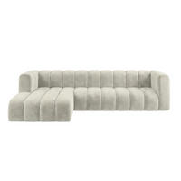 ECKSOFA Modulares In L-Form, Velvet-Stoff Riviera, Ecru, Links, GRAND 318 cm - Creme, Holz (318/179cm) - Kaiser Möbel