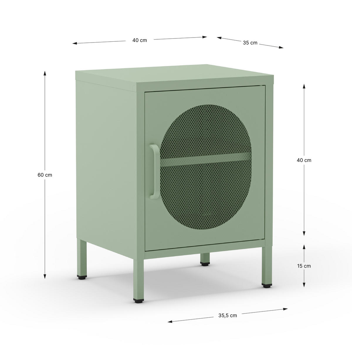 NACHTTISCH Diora Grün 40/35/60 cm - Grün, Metall (35/60/40cm) - Drawer