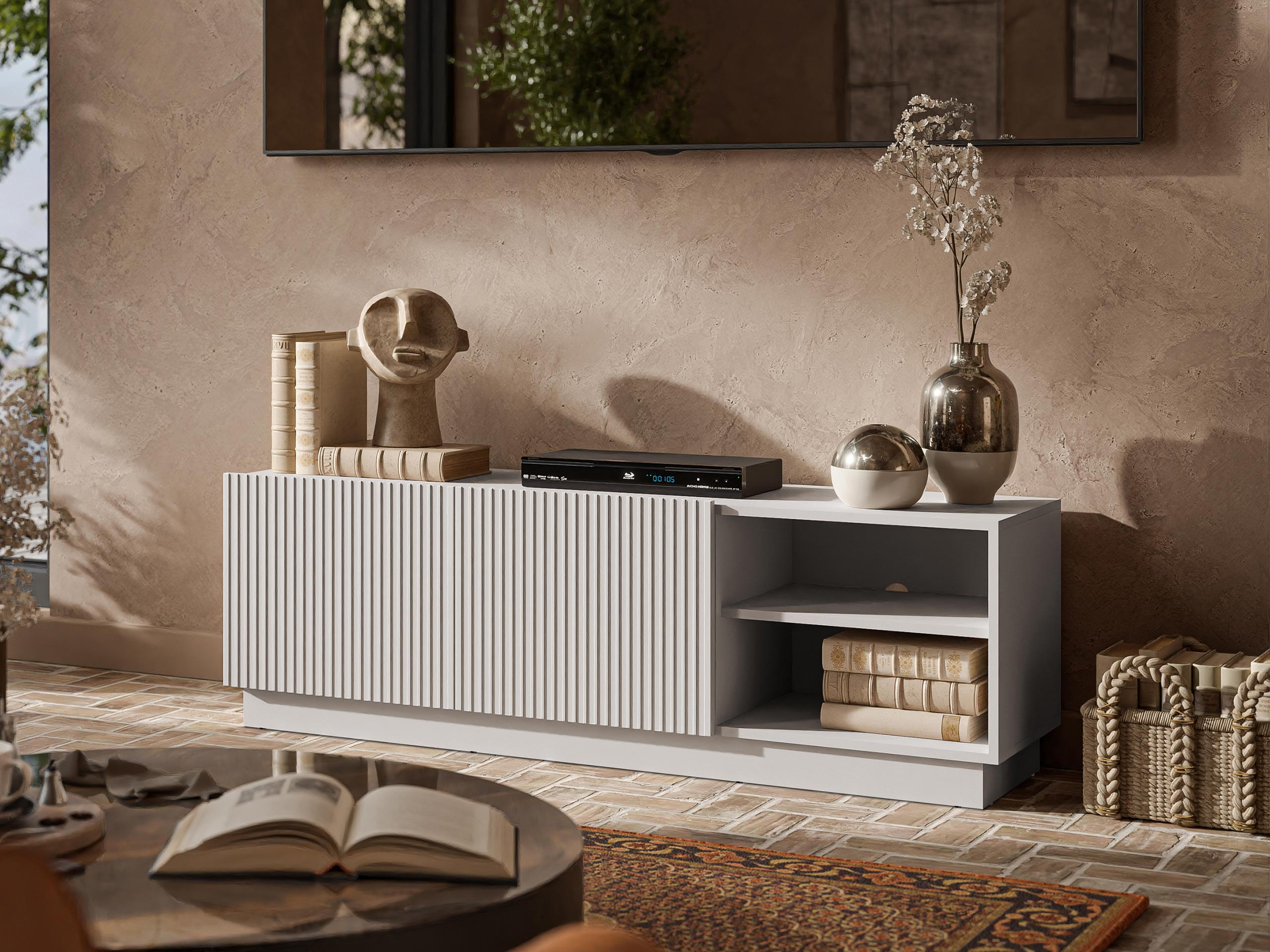 TV-ELEMENT Liverti 150 2D - Kaschmir/Schwarz, Holzwerkstoff/Kunststoff (150/48/42cm) - MIRJAN24