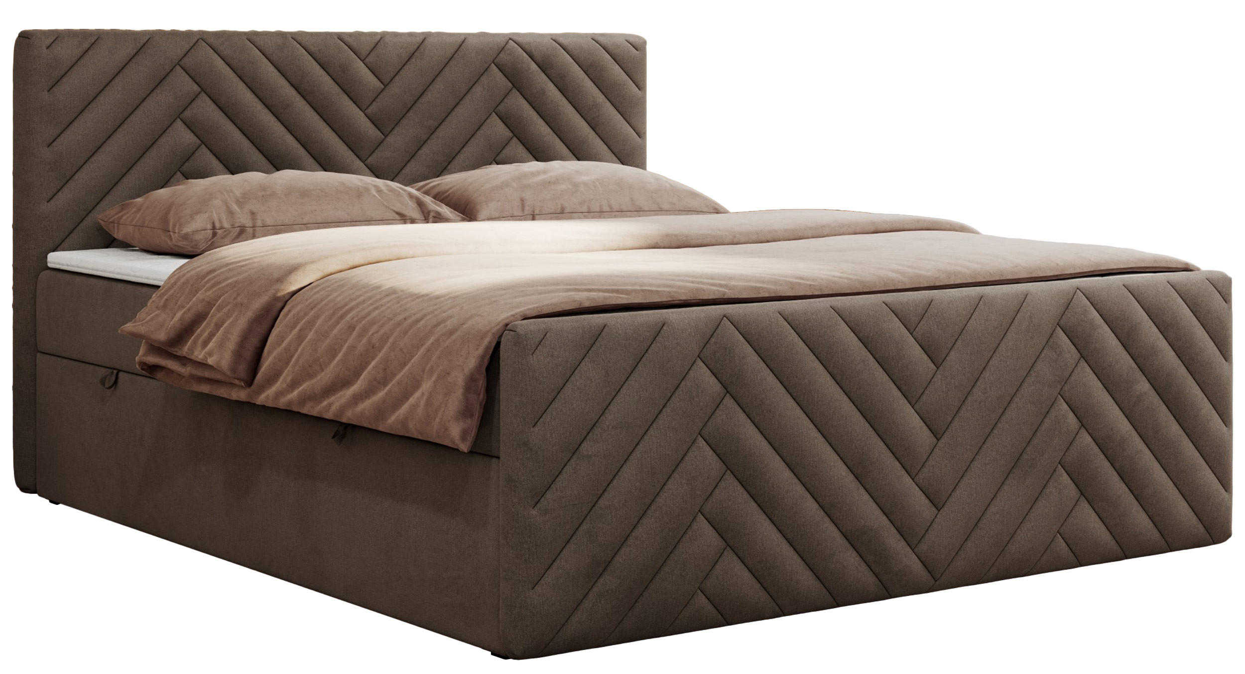 BOXBETT PARIS DUO 120/200 - Braun Velvet - H3 - Braun, Holz/Textil (120/200cm) - MKS