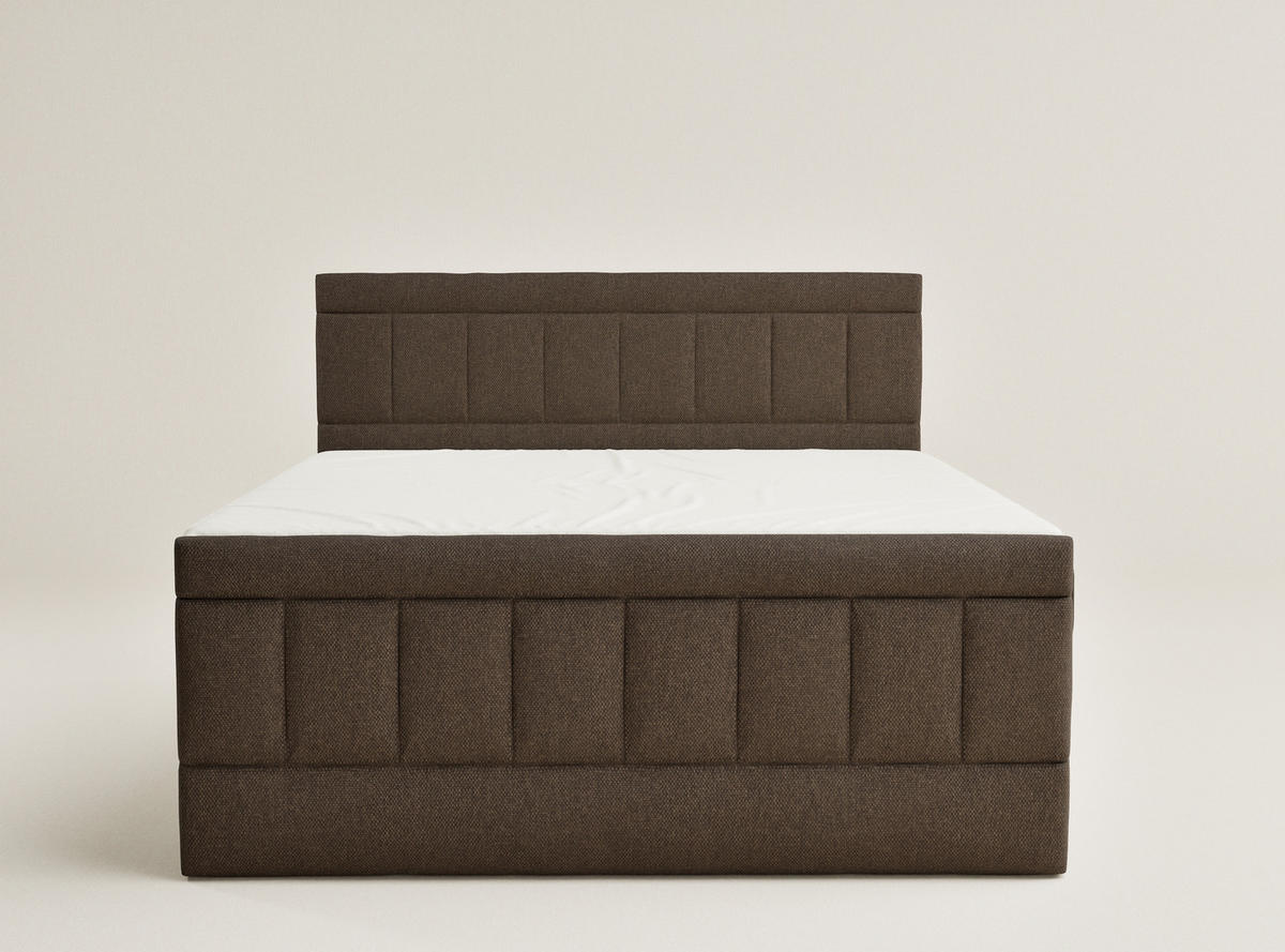 BOXSPRINGBETT Caya 140/200 cm, in Braun, Bettkasten, Matratze, Topper - Schwarz/Braun, Holz/Holzwerkstoff (140/200cm) - Maison de Reve
