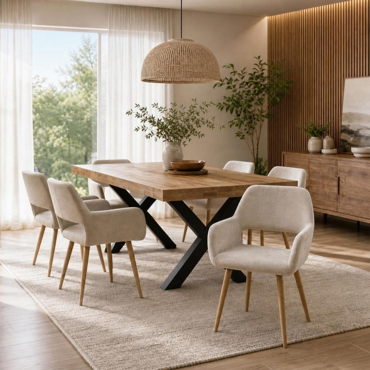 ESSZIMMERSTÜHLE 6er-Set, gepolsterte Sitzfläche aus Stoff, Metallbeine, Beige - Beige, Textil/Metall (54.5/78/53cm) - Meubles Cosy