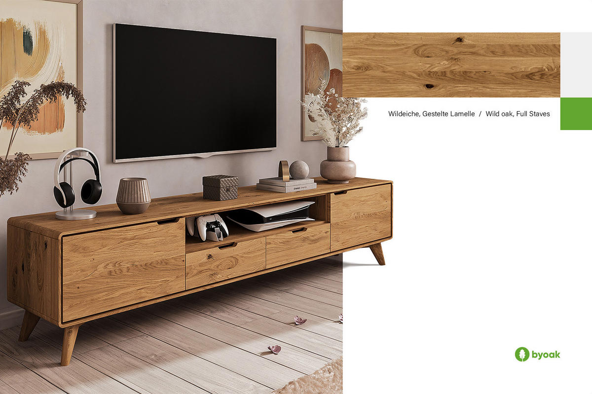GREG HIFI-SCHRANK Wildeiche - Wildeiche, Holz (220/48/40cm) - byoak