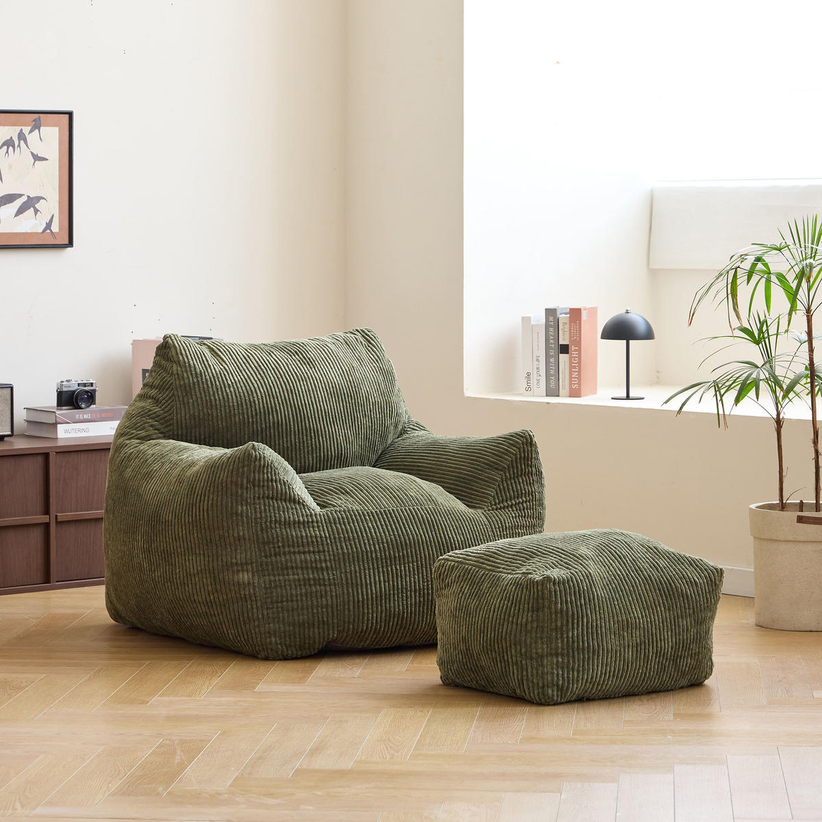 POUF kord Grün - Grün, Textil (95/80/95cm) - Nordlys
