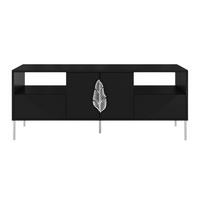 LOWBOARD Merlin, Schwarz, Silberne Details - Silberfarben/Schwarz, Holzwerkstoff/Metall (138/60/40cm) - Skandica