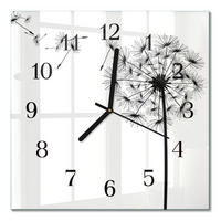 WANDUHR 30x30 cm - Löwenzahn - Schwarz, Glas (30/30/0.4cm) - TULUP