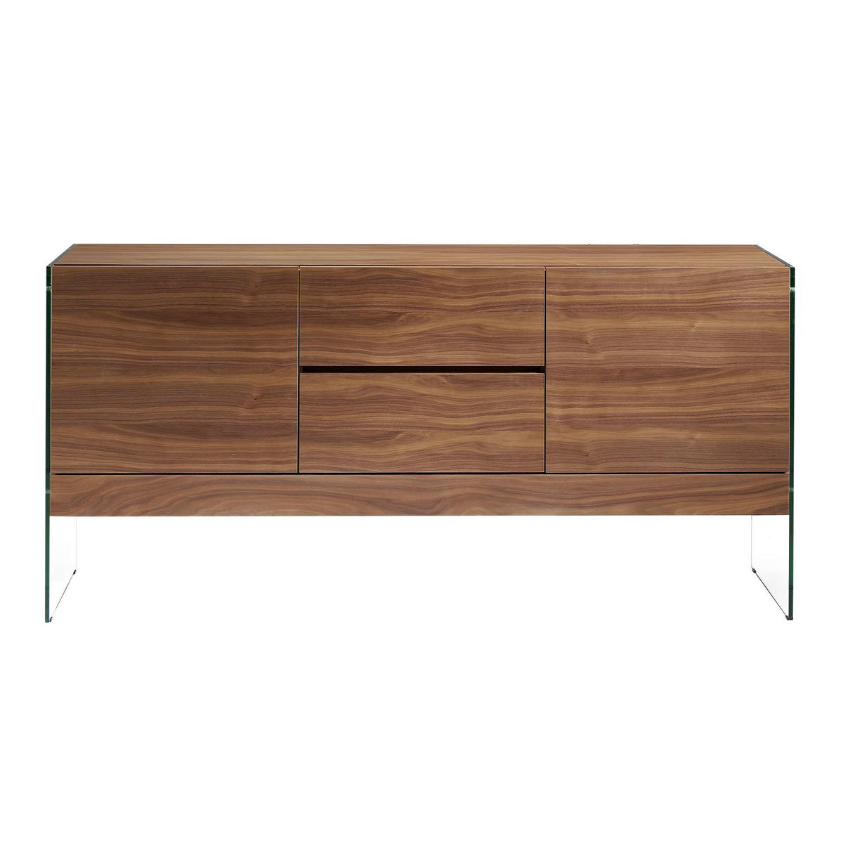 SIDEBOARD Sideboard Nussbaum und gehärtetes Glas 180/45/85 cm - Transparent/Walnussfarben, Glas/Holz (180/85/45cm) - ANGEL CERDA