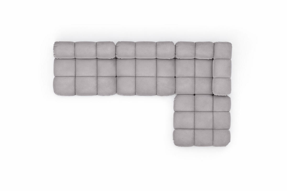 ECKSOFA L-Form Modulare, Veloursstoff Salvador, Grau, Rechts, Selia - Grau, Holz (285/160cm) - Kaiser Möbel