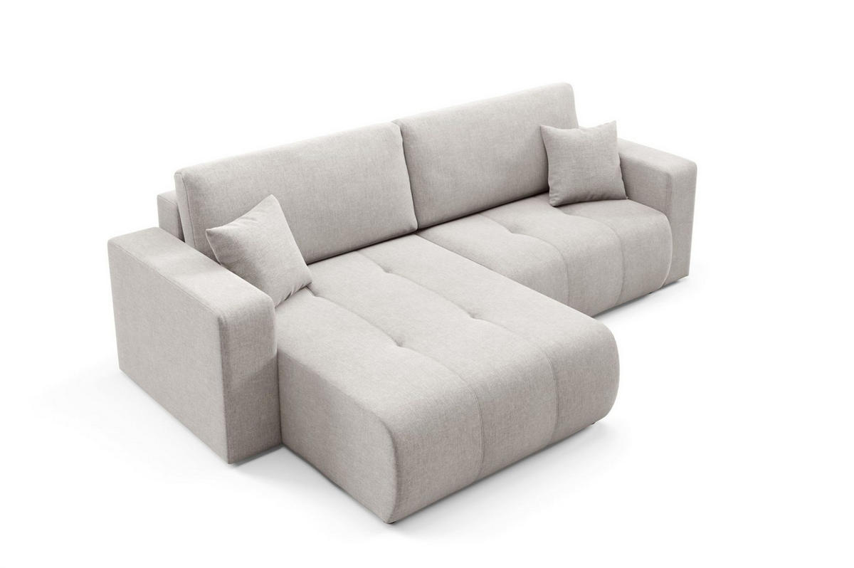 ECKSOFA Augusto - Hellgrau, Holzwerkstoff/Textil (244/149cm) - Fun Möbel