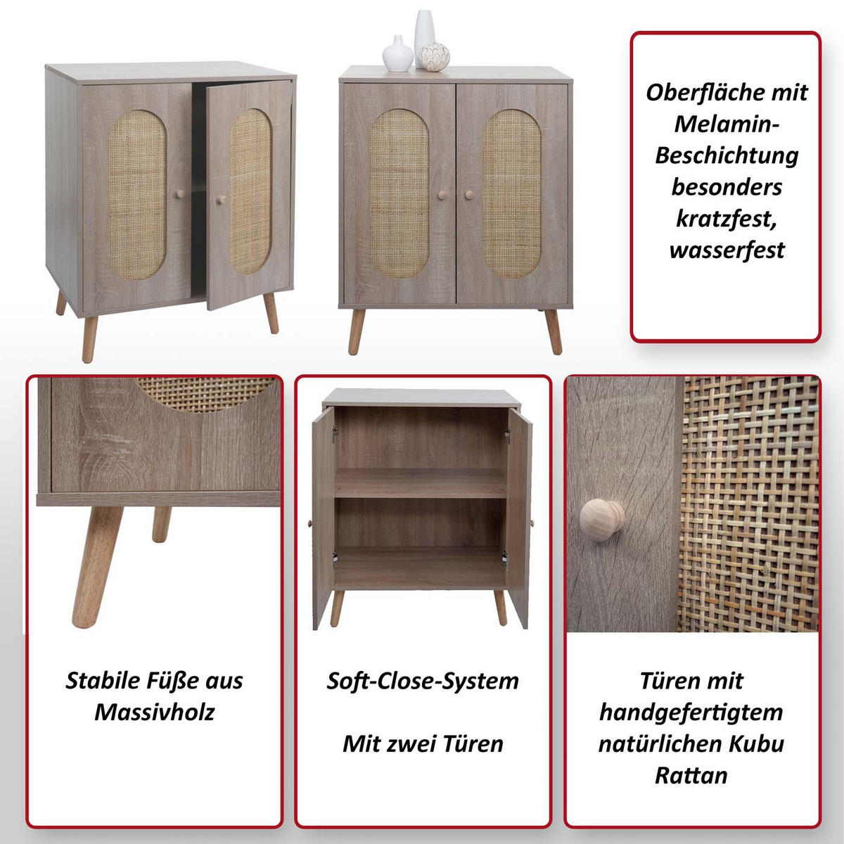 KOMMODE Beige - Beige, Holz (68/86/40cm) - MCW