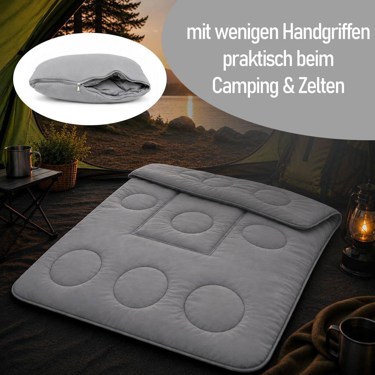 VERWANDLUNGSDECKE 2 in 1 - Grau 135x200 cm - Grau, Textil (135/200cm) - Bestlivings