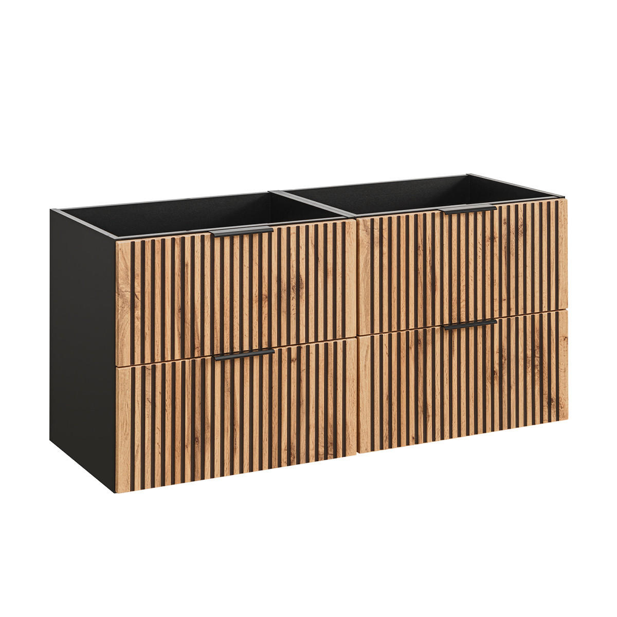 WASCHTISCHUNTERSCHRANK 120.4cm Gaia Holz in Eichenoptik und Schwarz - Schwarz, Holzwerkstoff (120.4/57/46cm) - Petits-meubles