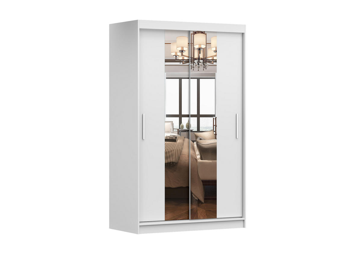 SCHIEBETÜRENSCHRANK - NOAH 01 Weiß - Weiß, Holzwerkstoff/Metall (120/200/61cm) - Möblo