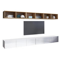 WOHNWAND Kossana 33 Modern Goldene Eiche/Weiß 300/68/43 cm Modern Style - Weiß, Holzwerkstoff/Kunststoff (300/68/43cm) - AX Living