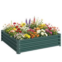 HOCHBEET DE-12129 quadratisch 120/120/30 cm Dunkelgrün - Grün, Metall (120/30/120cm) - ComfortXL