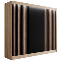 KLEIDERSCHRANK mit LED, Lamel-Schiebetüren VILANv2 - 250 cm Sonoma Eiche + Lamelle Eiche Wotan - Eiche Wotan/Sonoma Eiche, Holzwerkstoff (250/215/61cm) - ALTDECOR