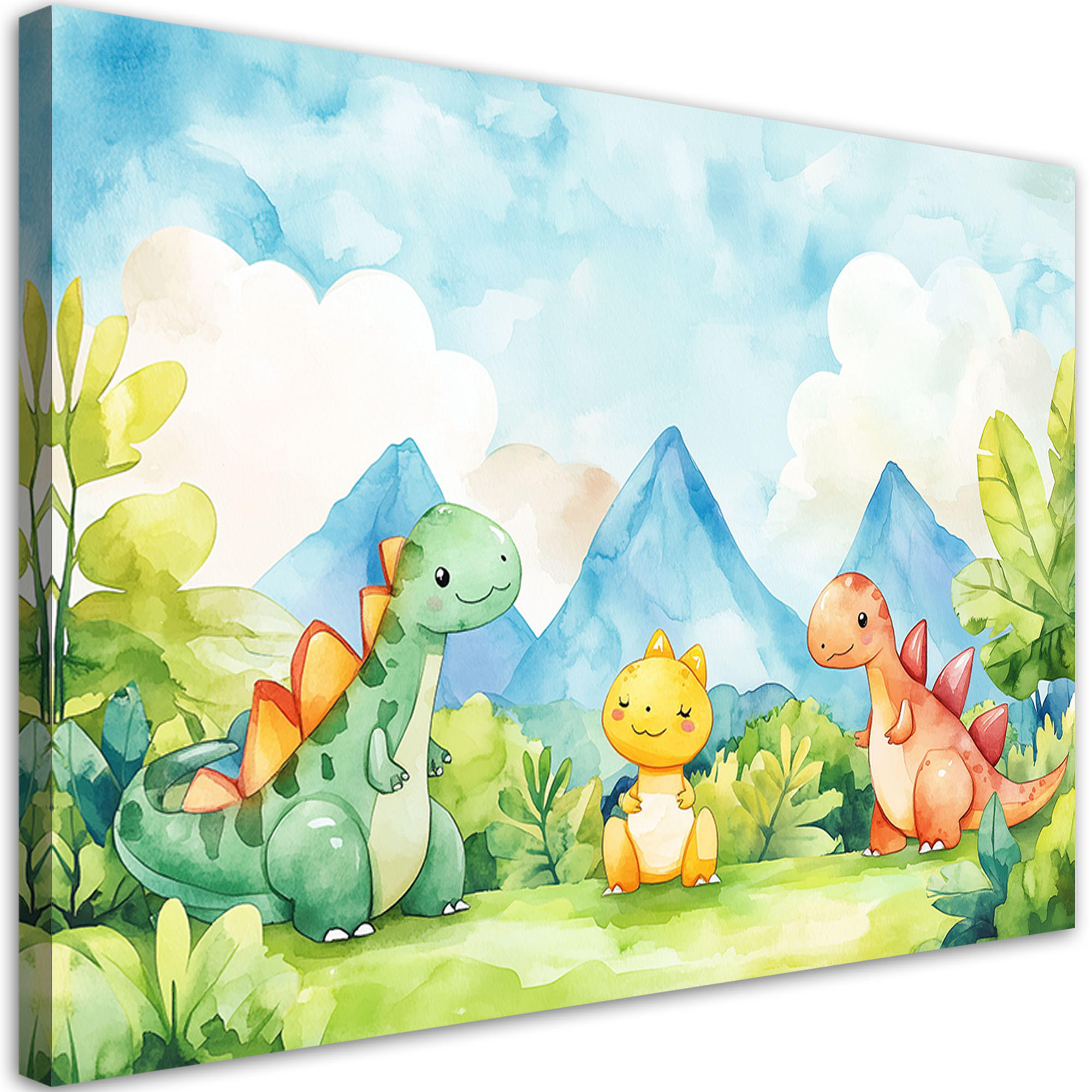 WANDBILD lustige bunte dinosaurier - Multicolor, Textil (100/70cm) - Feeby