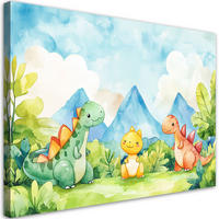 WANDBILD lustige bunte dinosaurier - Multicolor, Textil (100/70cm) - Feeby