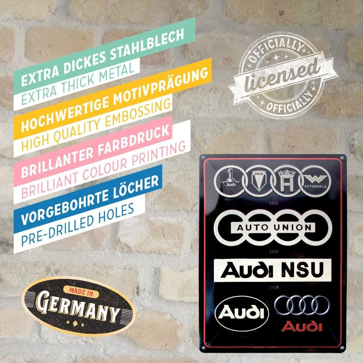 BLECHSCHILD 30/40 cm AudiLogo Evolution - Multicolor, Metall (30/40/0.2cm) - Nostalgic-Art