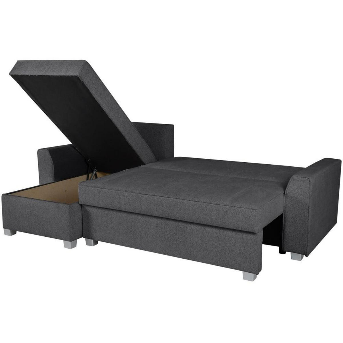 ECKSCHLAFSOFA Teramo dunkelgrau - Dunkelgrau/Schwarz, Kunststoff/Textil (235/150cm) - Beautysofa
