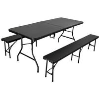 BIERZELTGARNITUR klappbar 180cm 3-teilig 1x Buffettisch 2x Bierbänke Kunststoff Schwarz - Schwarz, Kunststoff - CHEFGASTRO