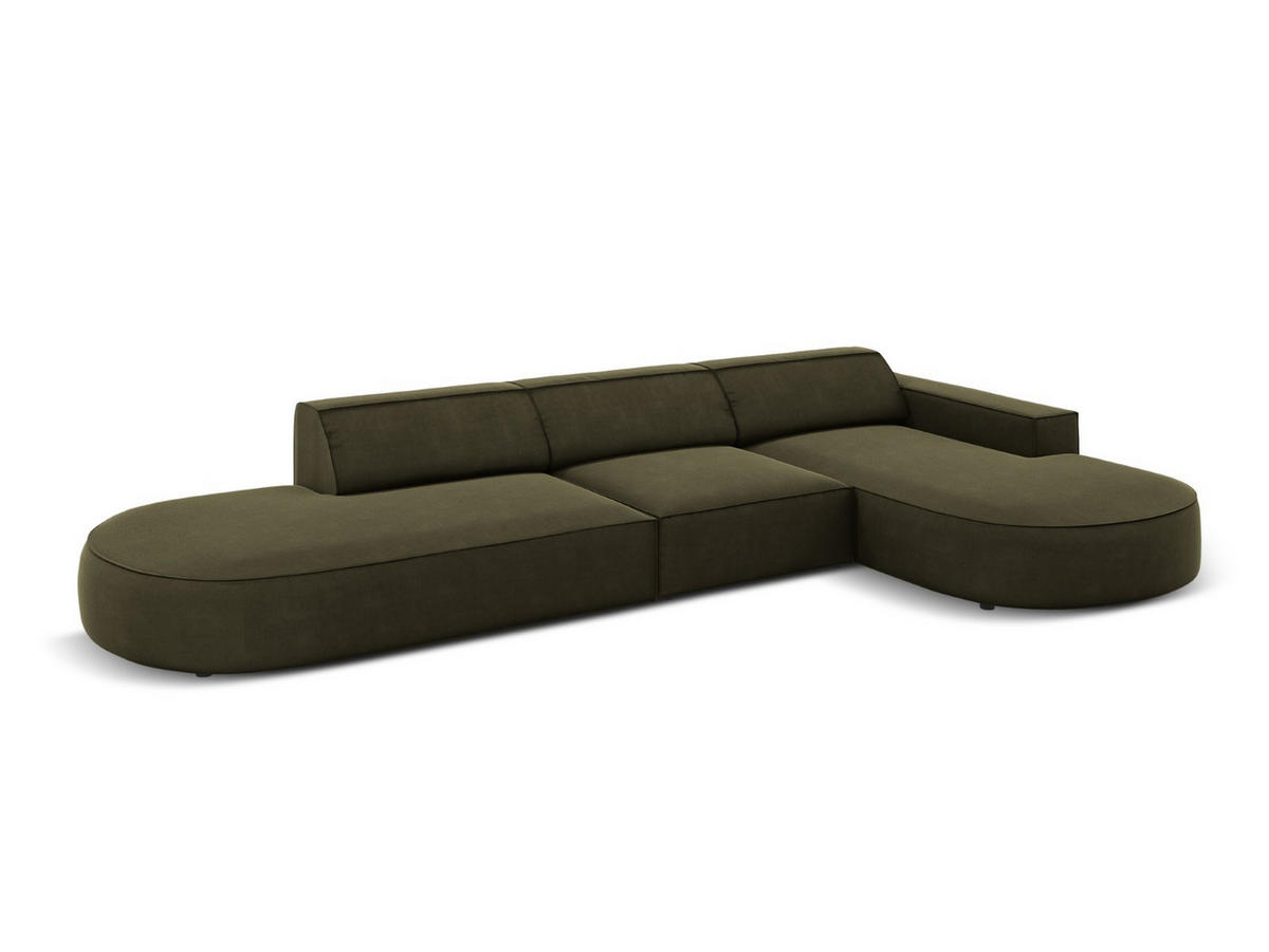 ECKSOFA rechts Jodie aus Samt grün 4 Sitzplätze - Grün, Textil (166/342cm) - Micadoni