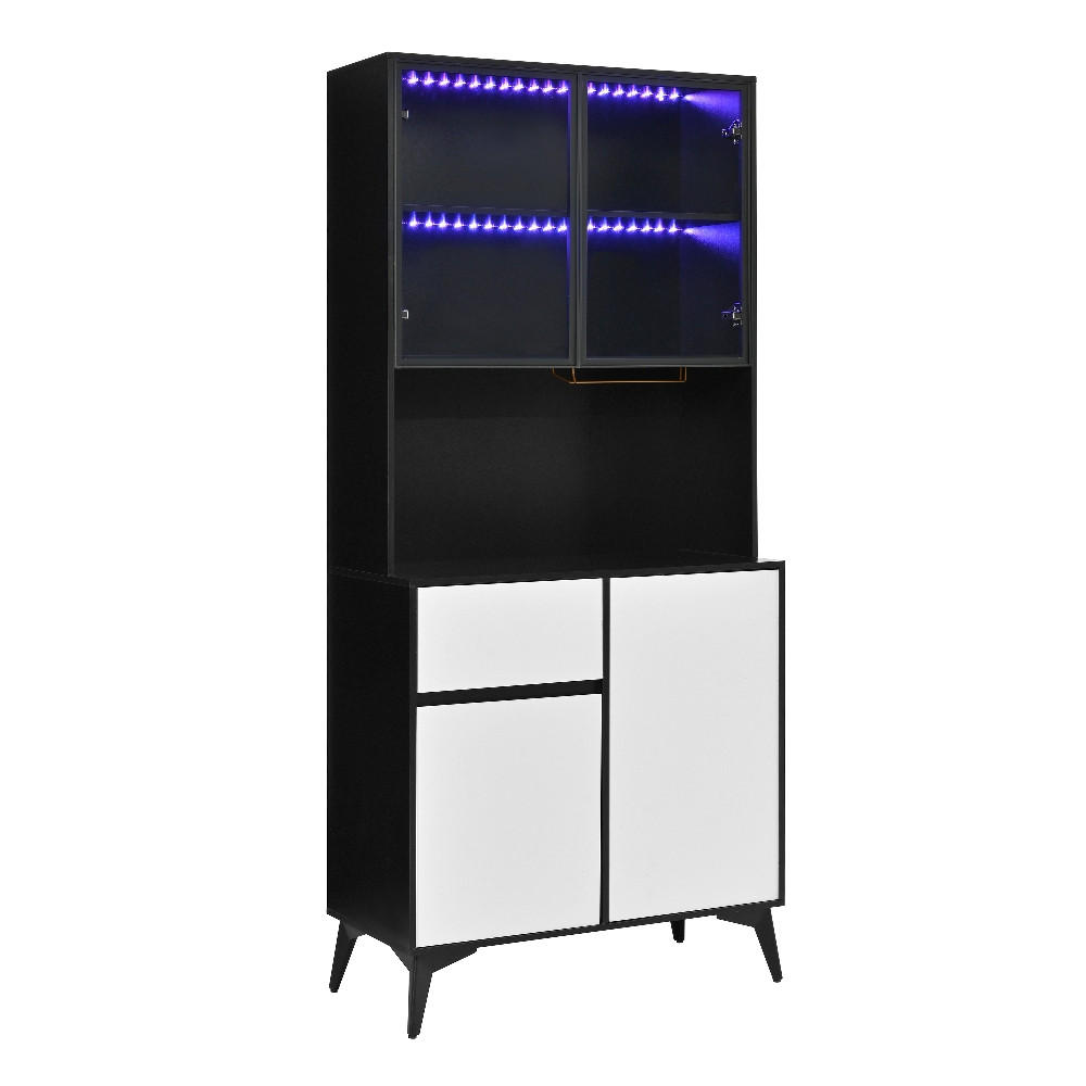 Rolipo Küchenschrank Schwarz 40x180x80 cm