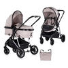 KINDERWAGEN Aura 2 in 1 hellbraun umbaubar Wickeltasche Sitz umkehrbar bis 22 kg - Braun, Metall (98/60/106cm) - Chipolino