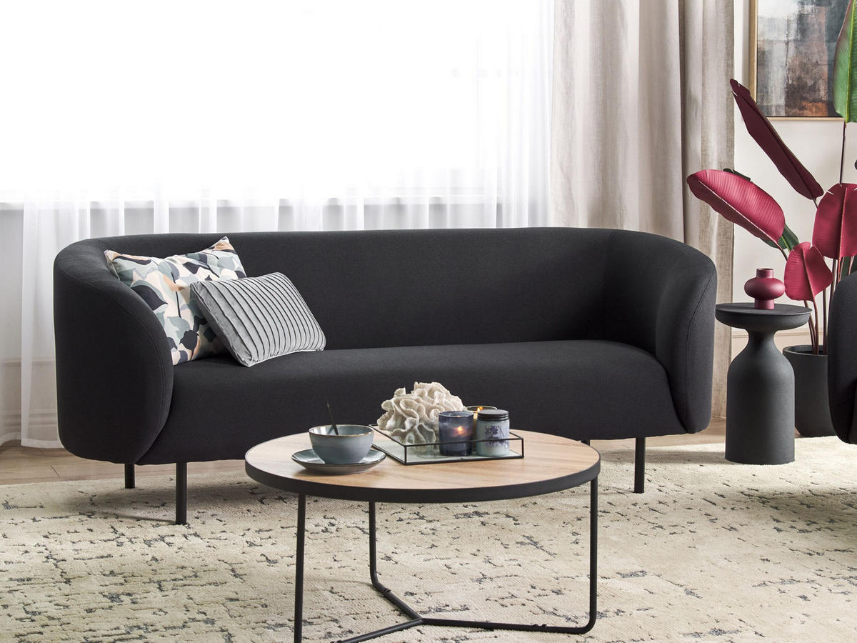 3-SITZER-SOFA Stoff schwarz Loen - Schwarz, Textil (200/79/70cm) - Beliani