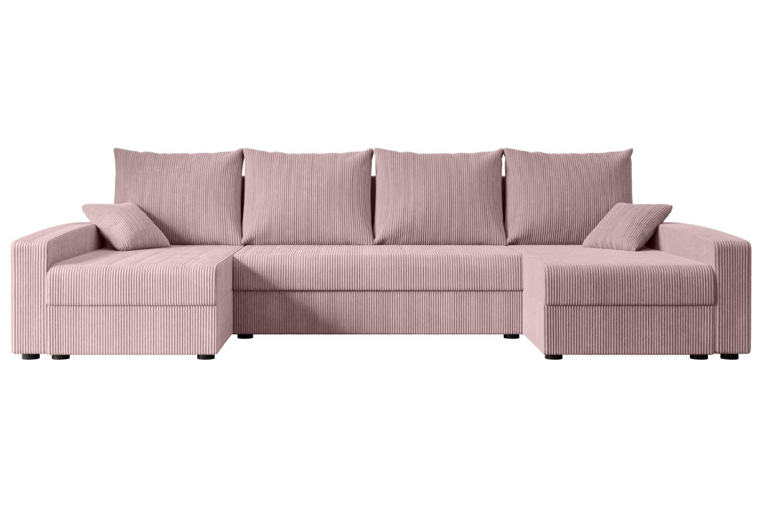 WOHNLANDSCHAFT mit Schlaffunktion und Bettkasten ALESIA-U 301x140x90 cm Rosa Cord - Silberfarben/Rosa, Holzwerkstoff/Kunststoff (301/90/140cm) - ALTDECOR