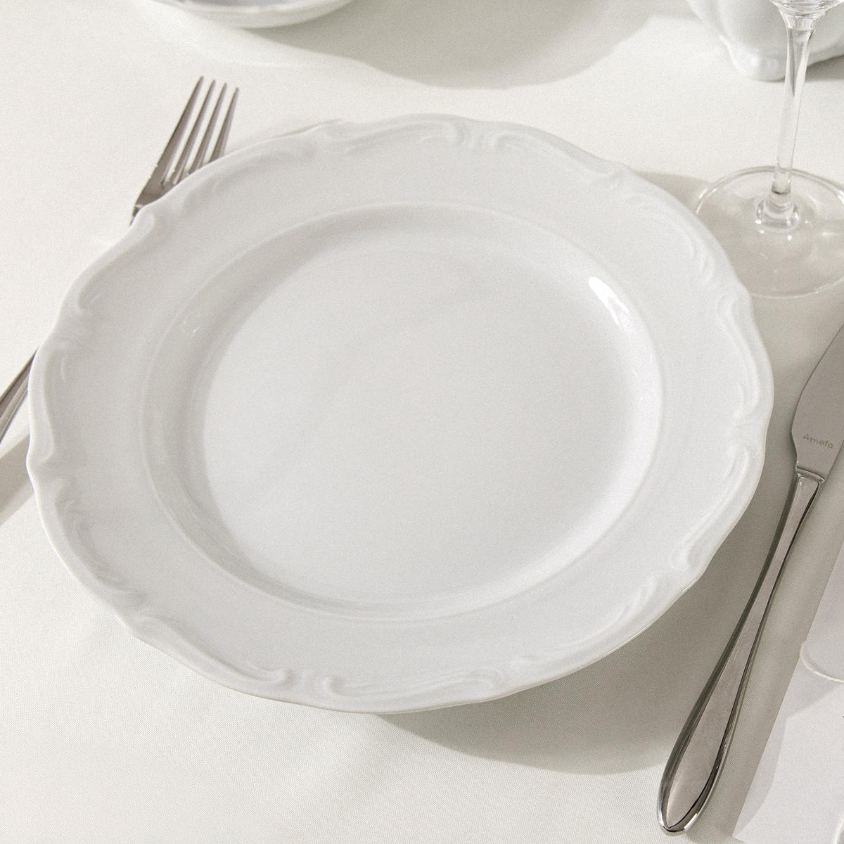 SPEISETELLER Chodziez MARIA TERESA 6-tlg - Weiß, Keramik (25cm) - KONSIMO®