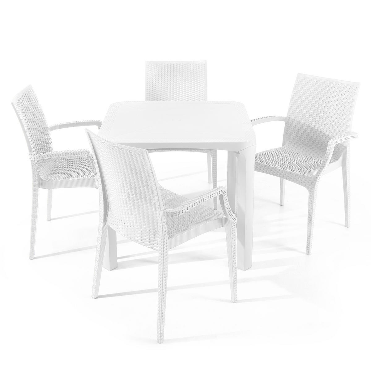 GARTENMÖBEL-SET LEOPSI, ETULI 5-tlg, Weiß - Weiß, Kunststoff - KONSIMO®