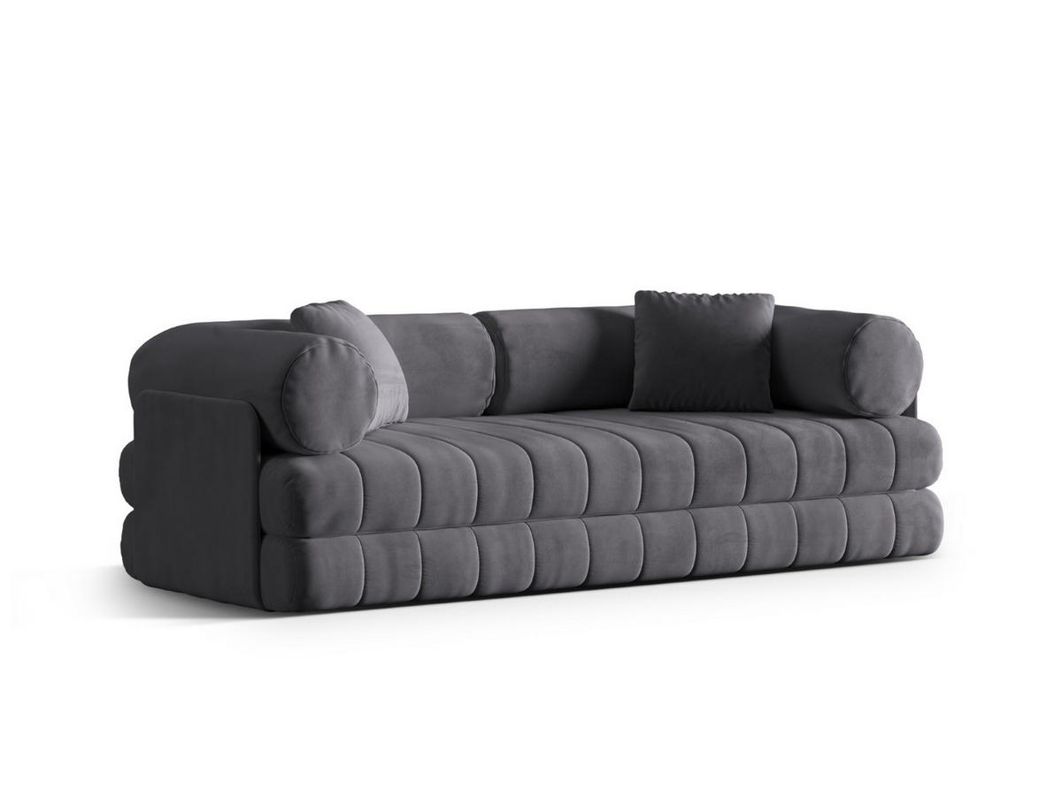 AUSKLAPPBARES-SOFA Kemi aus Samt dunkelgrau 3 Sitzplätze - Dunkelgrau, Textil (95/70/206cm) - Cosmopolitan Design