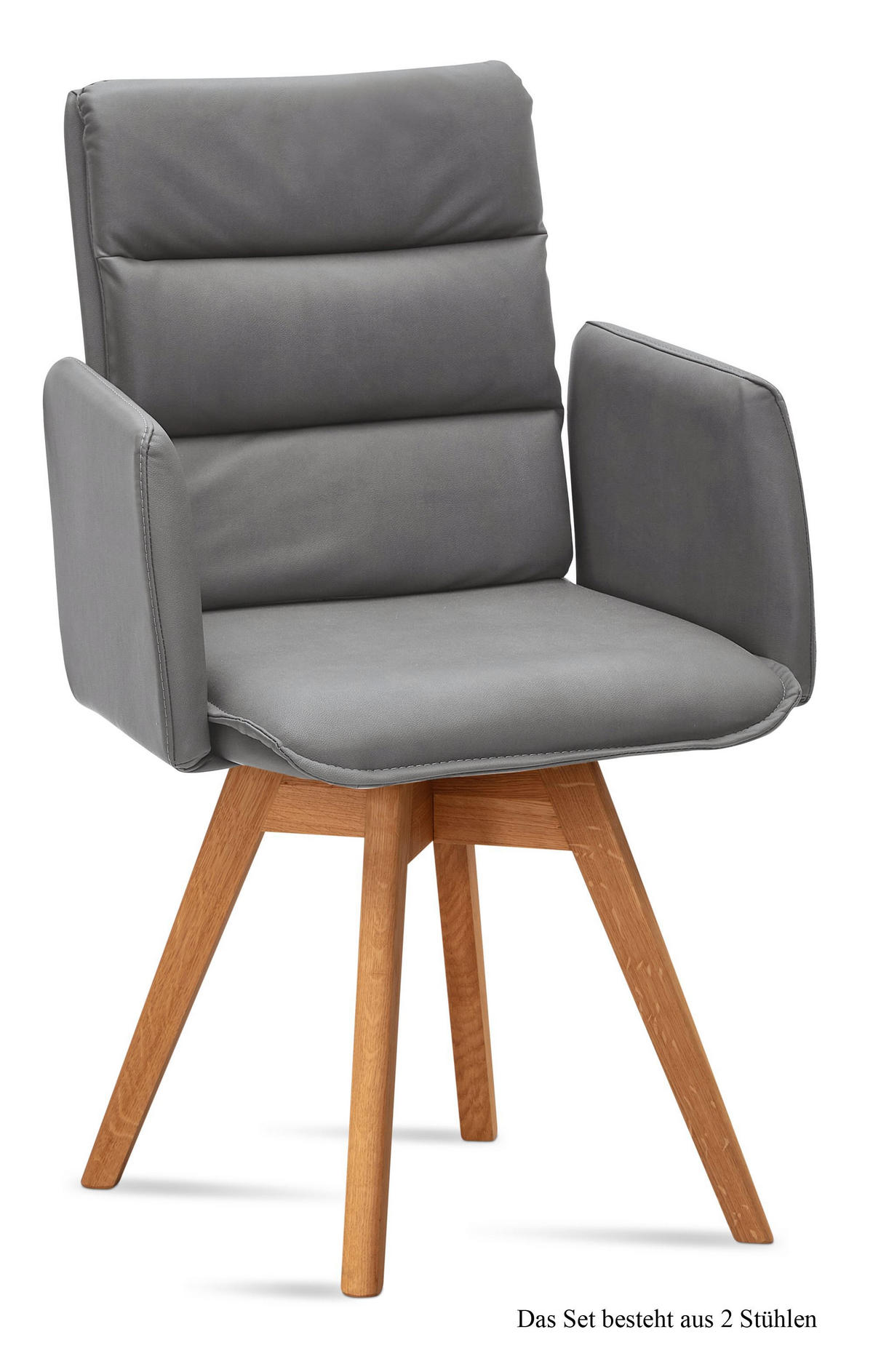 ARMLEHNSTUHL drehbar (2er-Set) Dorri 52x92x60 Eiche geölt/Grau - Eichefarben/Grau, Kunststoff (60/92/52cm) - 58aufmkessel