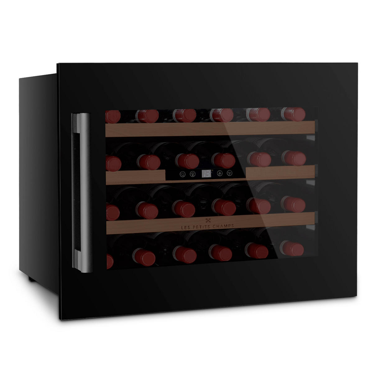 WEINKÜHLSCHRANK CAVCI24 Schwarz, 24 Flaschen, 57L, 3 Regale, Thermodynamische Kühlung, LED, UV-beständig - Schwarz, Metall (59.5/46/56cm) - Les Petits Champs