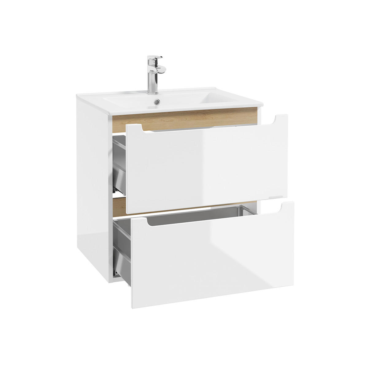 BADMÖBEL Livia 2er-Set Weiß - Weiß, Holzwerkstoff (60/60/45cm) - Petits-meubles