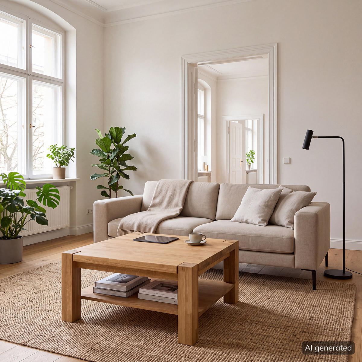 COUCHTISCH - Massivholz - Eichefarben/Braun, Eichenholz/Holz (70/70/38cm) - home24