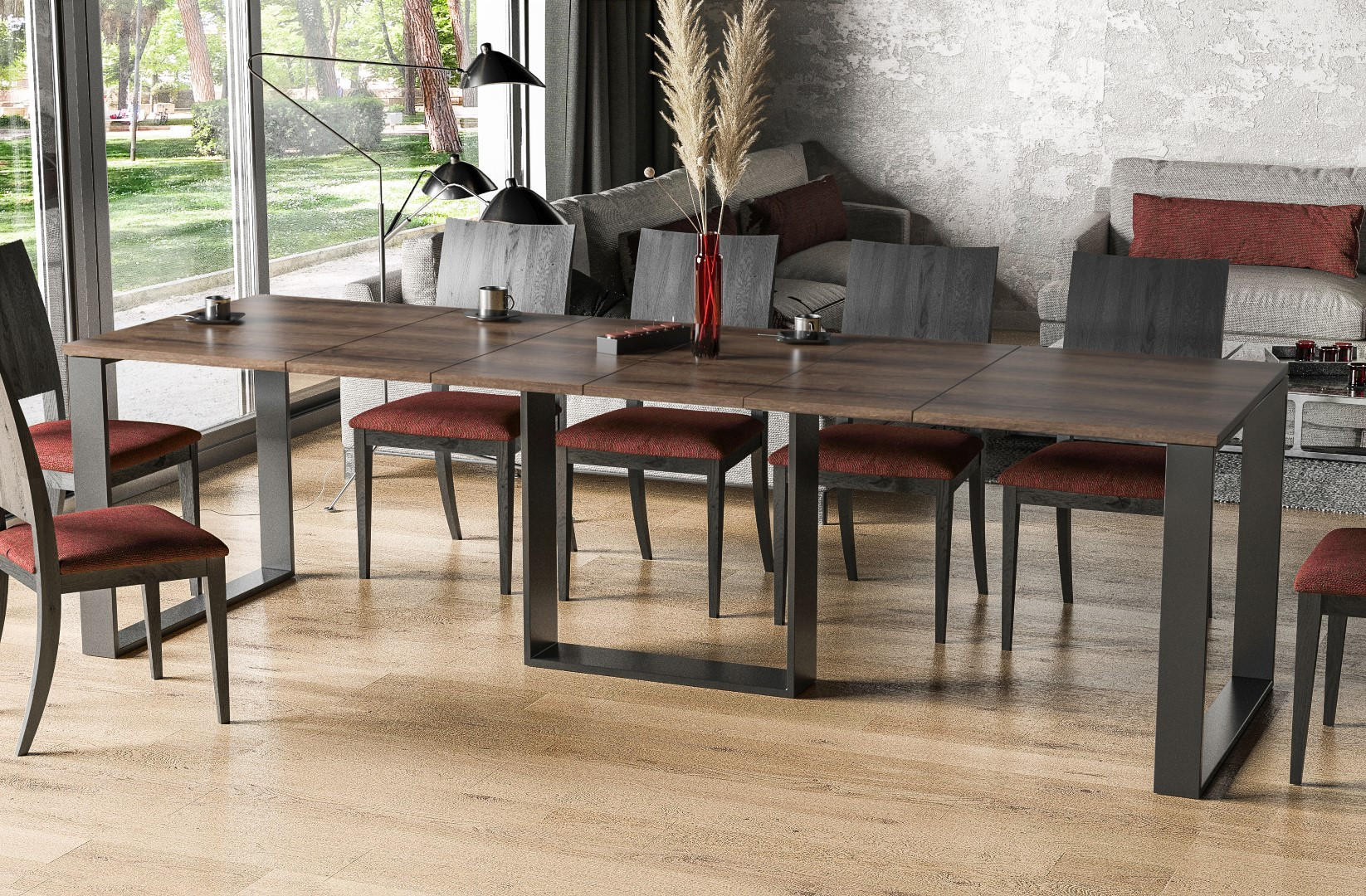 ESSTISCH Borys ausziehbar bis 310 cm - Mooreichefarben, Holzwerkstoff (130/90/76cm) - Endo-Moebel
