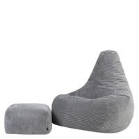 SITZSACK mit Hocker Dalton XXL Cord - Grau, Textil (94/40/92cm) - icon