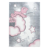 KINDERTEPPICH Bär Polypropylen gewebt saugroboter Kurzflor Kinderzimmer Pink Rechteckig 160x230 - Rosa, Textil (160/230cm) - KADIMA DESIGN